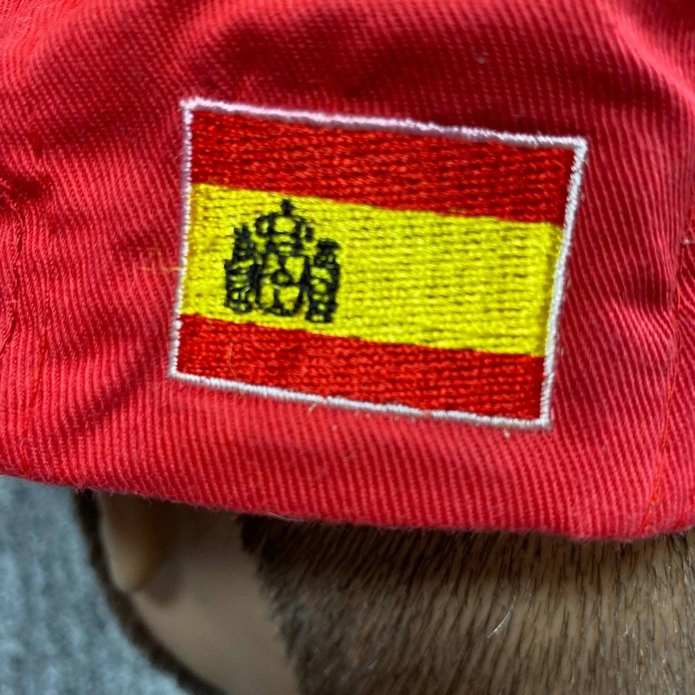 VTG Adidas Spain Soccer Crest Snapback Hat Mens Red Royal Coat Arms Trefoil Cap